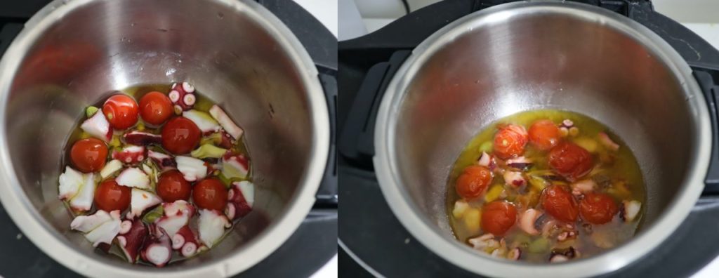 ホットクックで作るタコと銀杏とミニトマトのアヒージョレシピ