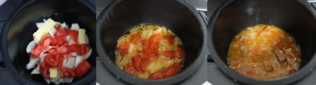 ホットクックで作る牛肉とトマトと玉ねぎの無水煮込みのレシピ