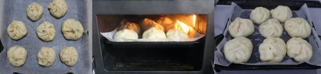 ホームベーカリーで作る自家製肉まんの蒸し方