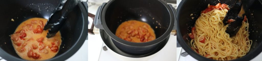 ホットクックで作るミニトマトと生ハムの冷製パスタのレシピ