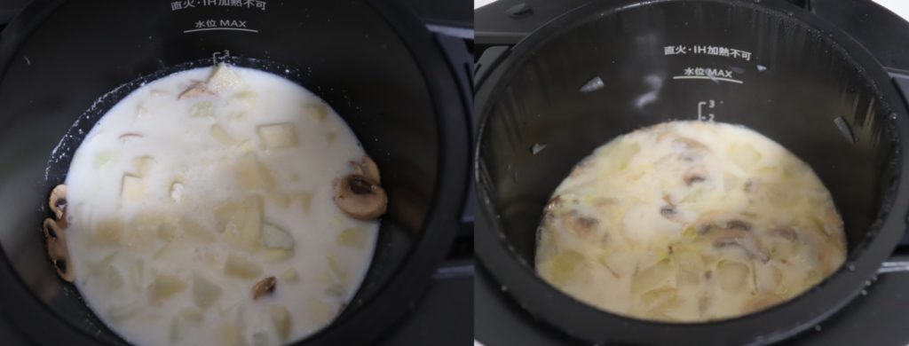 ホットクックで作るじゃがいもとマッシュルームのバターミルクスープのレシピ