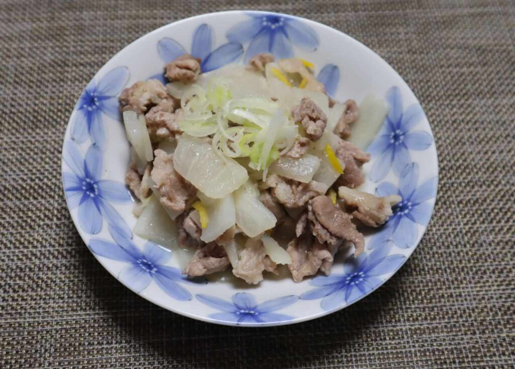 豚肉と大根のゆず塩炒めの出来上がりと味