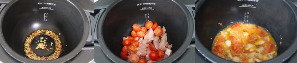 ミニトマトと鶏モモ肉と菜の花のペペロンチーノのレシピ