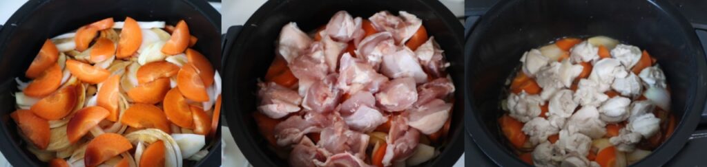 ホットクックで作る！鶏もも肉と野菜の無水醤油重ね煮のレシピ