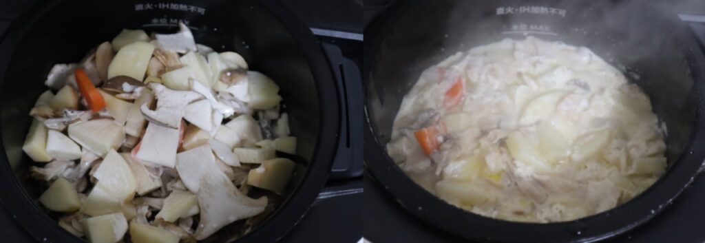 鶏モモ肉とキノコと野菜のクリーム煮のレシピ